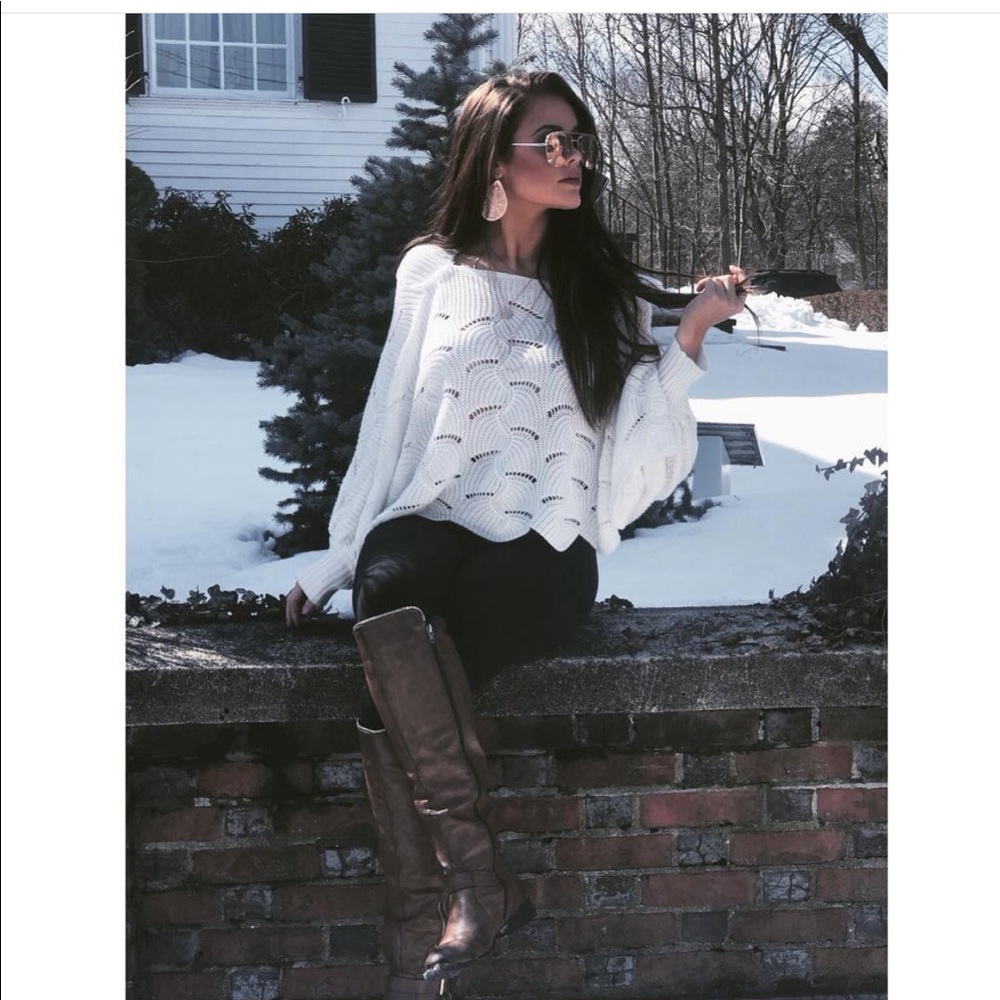 White crochet sweater